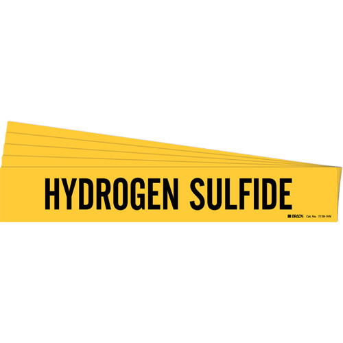 "Hydrogen Sulfide" Pipe Marker, Self-Adhesive, 4" H x 24" W, Black on Yellow