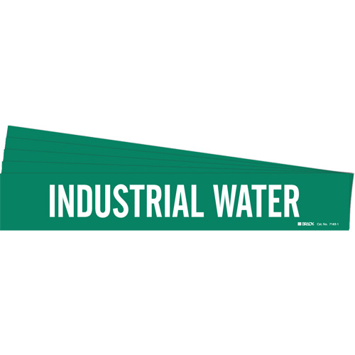 "Industrial Water" Pipe Marker, Self-Adhesive, 2-1/4" H x 14" W, White on Green