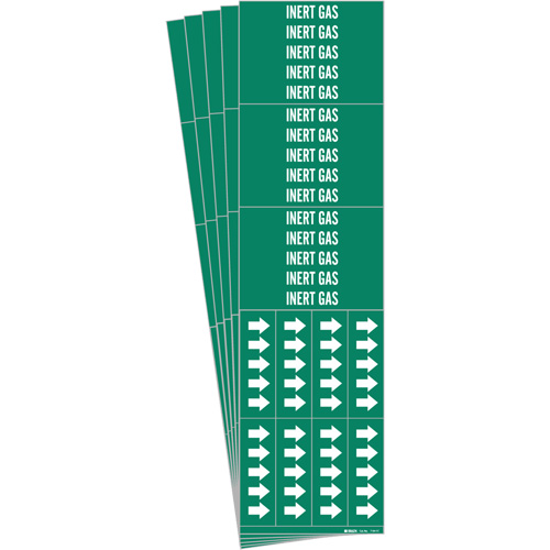 "Inert Gas" Pipe Markers, Self-Adhesive, 2-1/4" H x 2-3/4" W, White on Green