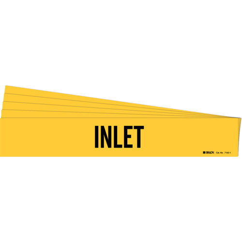 "Inlet" Pipe Marker, Self-Adhesive, 2-1/4" H x 14" W, Black on Yellow