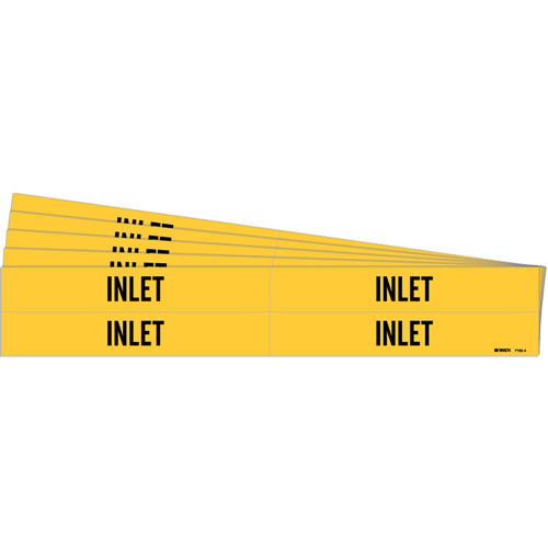 "Inlet" Pipe Markers, Self-Adhesive, 1-1/8" H x 7" W, Black on Yellow