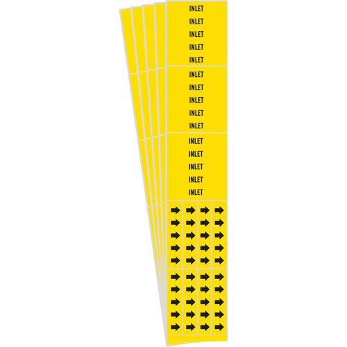 "Inlet" Pipe Markers, Self-Adhesive, 2-1/4" H x 2-3/4" W, Black on Yellow