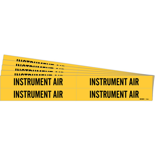 "Instrument Air" Pipe Markers, Self-Adhesive, 1-1/8" H x 7" W, Black on Yellow