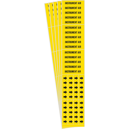"Instrument Air" Pipe Markers, Self-Adhesive, 2-1/4" H x 2-3/4" W, Black on Yellow