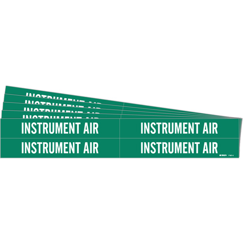 "Instrument Air" Pipe Markers, Self-Adhesive, 1-1/8" H x 7" W, White on Green