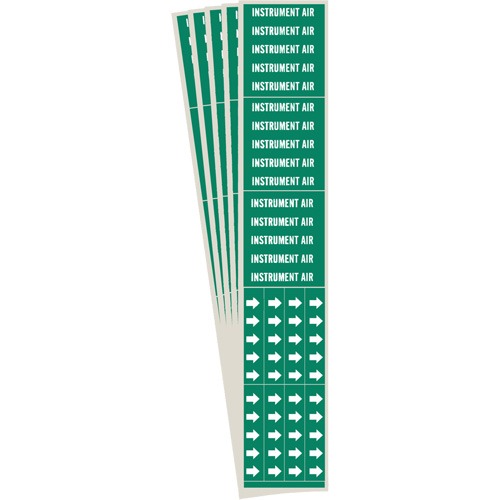 "Instrument Air" Pipe Markers, Self-Adhesive, 2-1/4" H x 2-3/4" W, White on Green