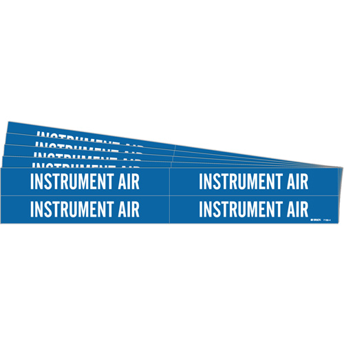 "Instrument Air" Pipe Markers, Self-Adhesive, 1-1/8" H x 7" W, White on Blue