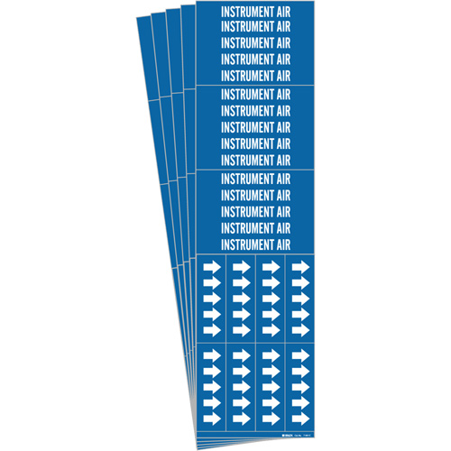 "Instrument Air" Pipe Markers, Self-Adhesive, 2-1/4" H x 2-3/4" W, White on Blue