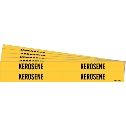 "Kerosene" Pipe Markers, Self-Adhesive, 1-1/8" H x 7" W, Black on Yellow