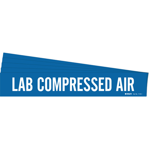 "Lab Compressed Air" Pipe Marker, Self-Adhesive, 2-1/4" H x 14" W, White on Blue