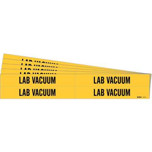 "Lab Vacuum" Pipe Markers, Self-Adhesive, 1-1/8" H x 7" W, Black on Yellow