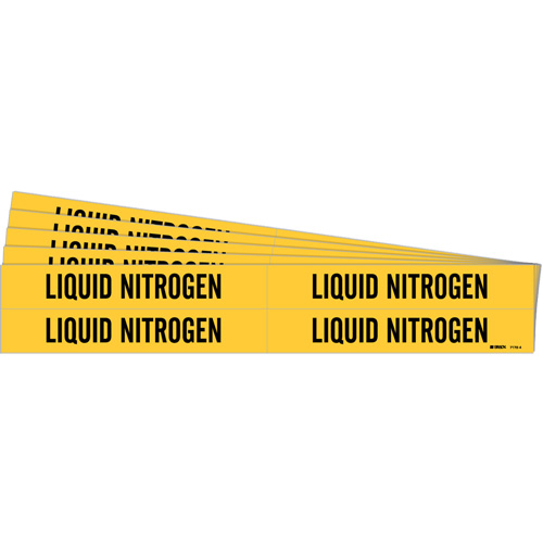 "Liquid Nitrogen" Pipe Markers, Self-Adhesive, 1-1/8" H x 7" W, Black on Yellow