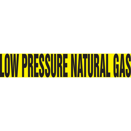"Low Pressure Natural Gas" Pipe Markers, Self-Adhesive, 2-1/2" H x 12" W, Black on Yellow