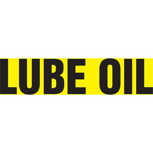 "Lube Oil" Pipe Markers, Self-Adhesive, 2-1/2" H x 12" W, Black on Yellow