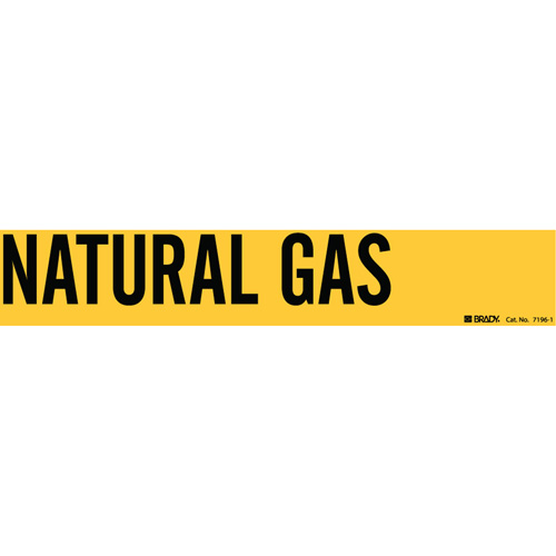 "Natural Gas" Pipe Marker, Self-Adhesive, 2-1/4" H x 14" W, Black on Yellow