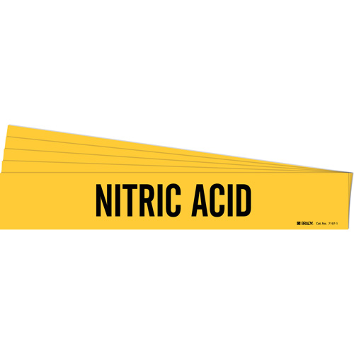 "Nitric Acid" Pipe Marker, Self-Adhesive, 2-1/4" H x 14" W, Black on Yellow