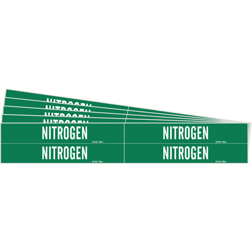 "Nitrogen" Pipe Markers, Self-Adhesive, 1-1/8" H x 7" W, White on Green