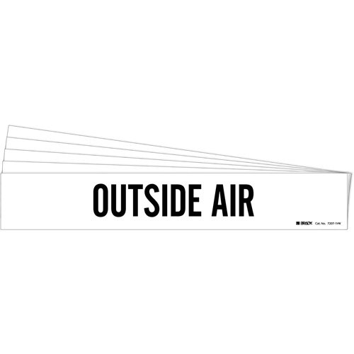 "Outside Air" Pipe Markers, Self-Adhesive, 4" H x 24" W, Black on White