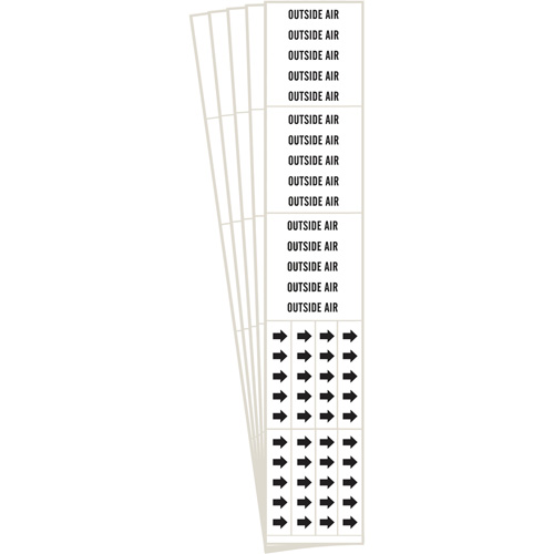 "Outside Air" Pipe Markers, Self-Adhesive, 2-1/4" H x 2-3/4" W, Black on White
