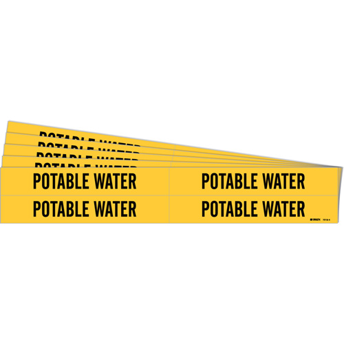 "Potable Water" Pipe Markers, Self-Adhesive, 1-1/8" H x 7" W, Black on Yellow