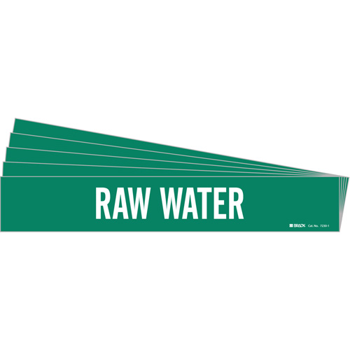 "Raw Water" Pipe Marker, Self-Adhesive, 2-1/4" H x 14" W, White on Green