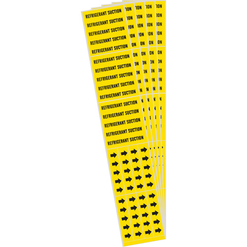 "Refrigerant Suction" Pipe Marker, Self-Adhesive, 2-1/4" H x 2-3/4" W, Black on Yellow