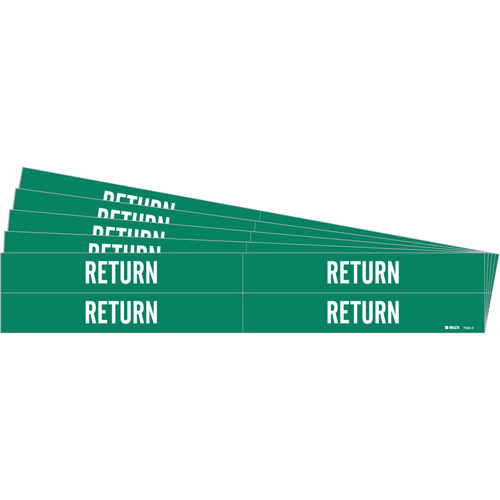 "Return" Pipe Markers, Self-Adhesive, 1-1/8" H x 7" W, White on Green