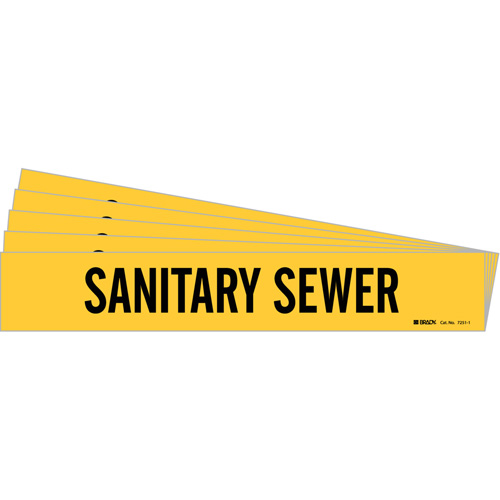 "Sanitary Sewer" Pipe Marker, Self-Adhesive, 2-1/4" H x 14" W, Black on Yellow