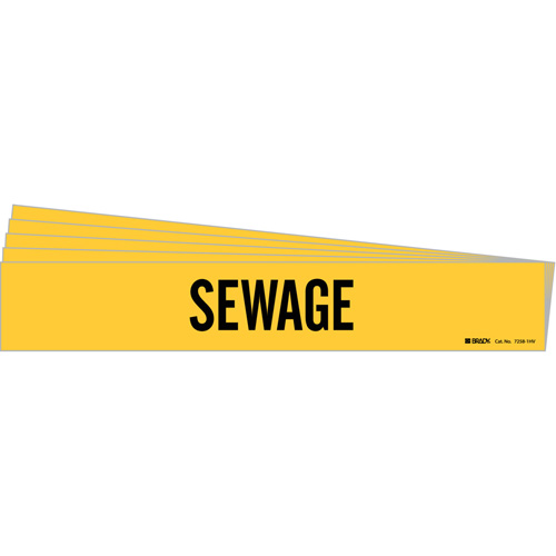 "Sewage" Pipe Marker, Self-Adhesive, 4" H x 24" W, Black on Yellow