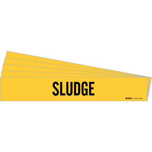 "Sludge" Pipe Marker, Self-Adhesive, 2-1/4" H x 14" W, Black on Yellow