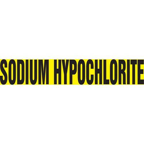 "Sodium Hydrochlorite" Pipe Markers, Self-Adhesive, 4" H x 24" W, Black on Yellow