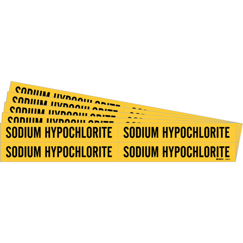 "Sodium Hypochlorite" Pipe Marker, Self-Adhesive, 1-1/8" H x 7" W, Black on Yellow