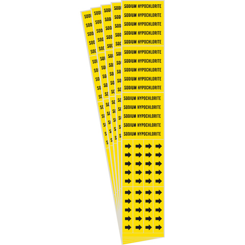 "Sodium Hypochlorite" Pipe Markers, Self-Adhesive, 2-1/4" H x 2-3/4" W, Black on Yellow