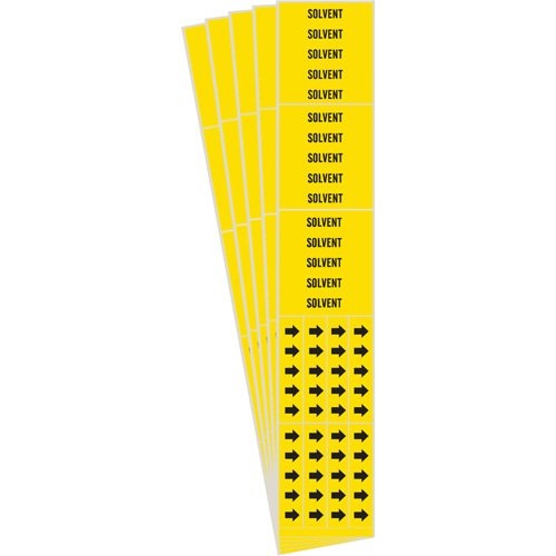 "Solvent" Pipe Marker, Self-Adhesive, 2-1/4" H x 2-3/4" W, Black on Yellow