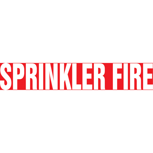 "Sprinkler Fire" Pipe Markers, Self-Adhesive, 4" H x 24" W, White on Red