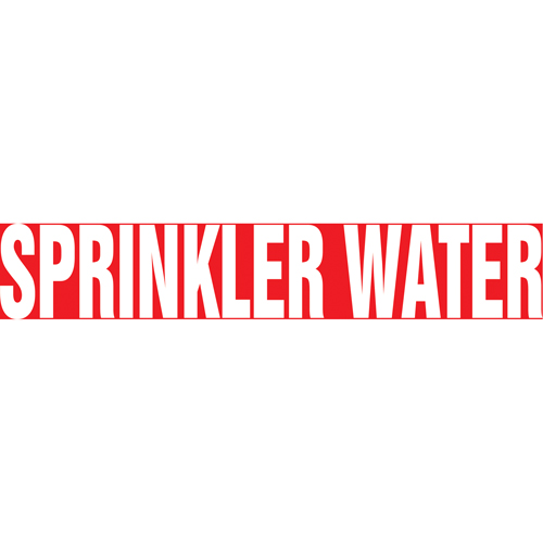 "Sprinkler Water" Pipe Markers, Self-Adhesive, 4" H x 24" W, White on Red