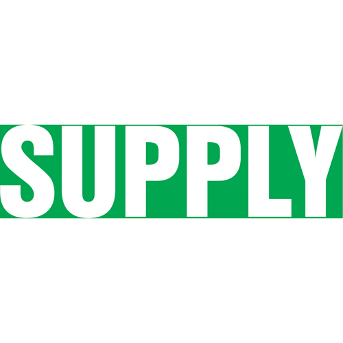 "Supply" Pipe Markers, Self-Adhesive, 2-1/2" H x 12" W, White on Green