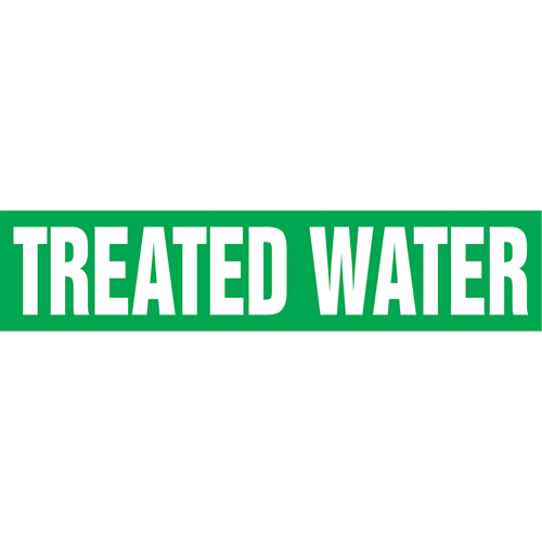 "Tower Water Return" Pipe Markers, Self-Adhesive, 4" H x 24" W, White on Green