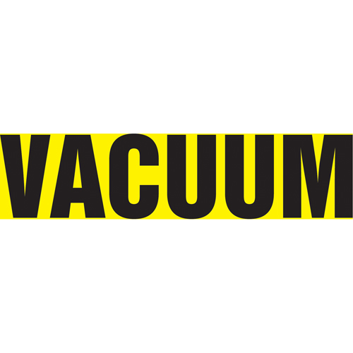 "Vacuum" Pipe Markers, Self-Adhesive, 2-1/2" H x 12" W, Black on Yellow