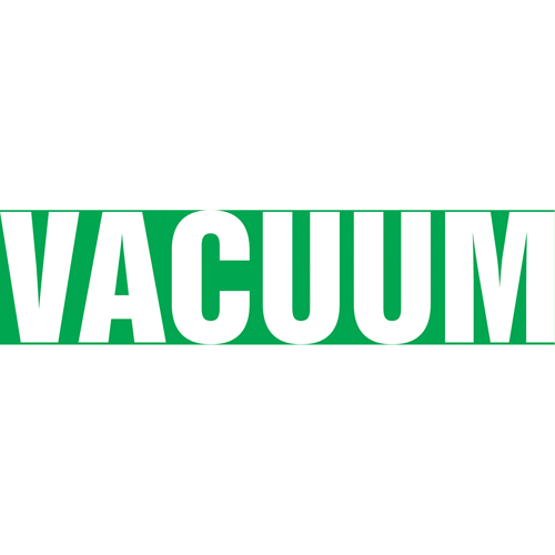 "Vacuum" Pipe Markers, Self-Adhesive, 4" H x 24" W, White on Green