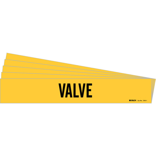"Valve" Pipe Marker, Self-Adhesive, 2-1/4" H x 14" W, Black on Yellow