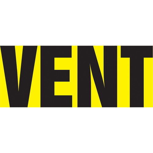 "Vent" Pipe Markers, Self-Adhesive, 4" H x 24" W, Black on Yellow