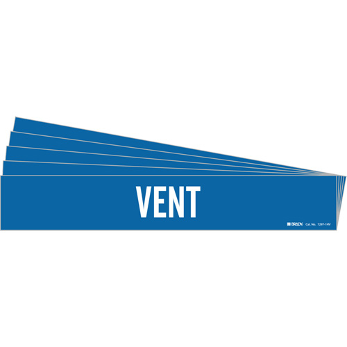 "Vent" Pipe Marker, Self-Adhesive, 4" H x 24" W, White on Blue