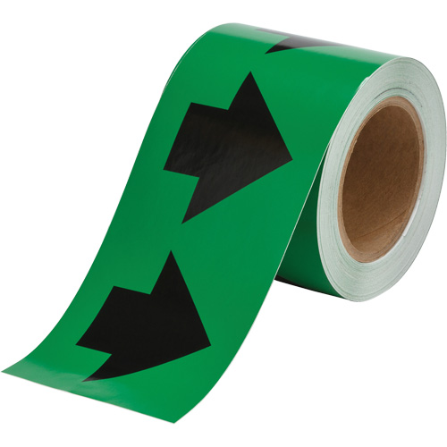 Directional Arrow Pipe Marker Tape, 90', Black on Green