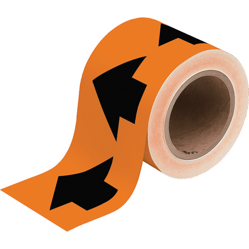 Directional Arrow Pipe Marker Tape, 90', Black on Orange