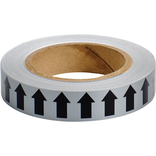 Directional Arrow Pipe Marker Tape, 90', Black on Grey