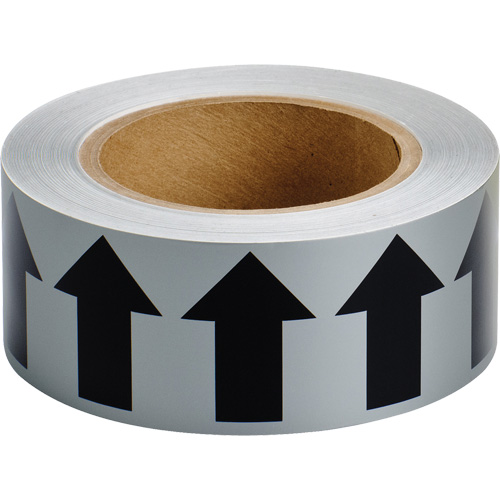 Directional Arrow Pipe Marker Tape, 90', Black on Grey
