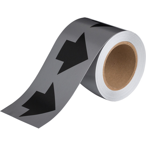 Directional Arrow Pipe Marker Tape, 90', Black on Grey