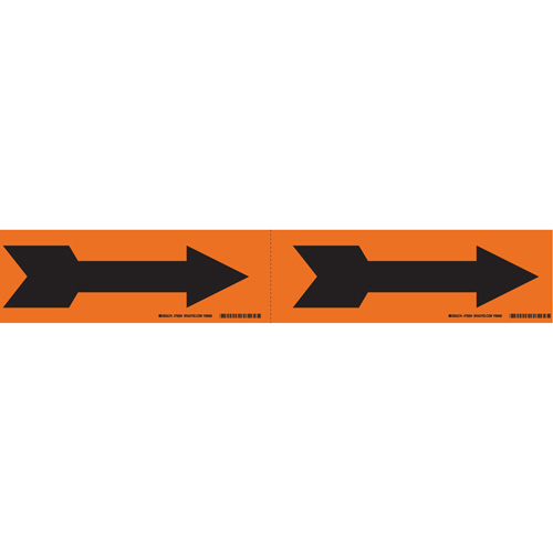 Arrow Pipe Markers, Self-Adhesive, 2-1/4" H x 7" W, Black on Orange