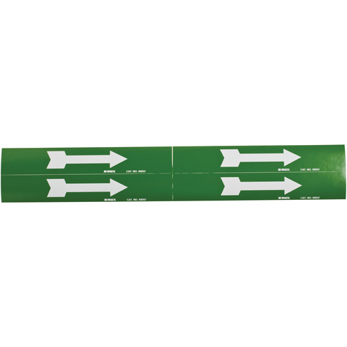 Arrow Pipe Markers, Self-Adhesive, 1-1/8" H x 7" W, White on Green